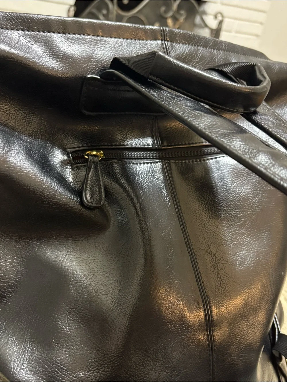 Black Pleather Backpack
